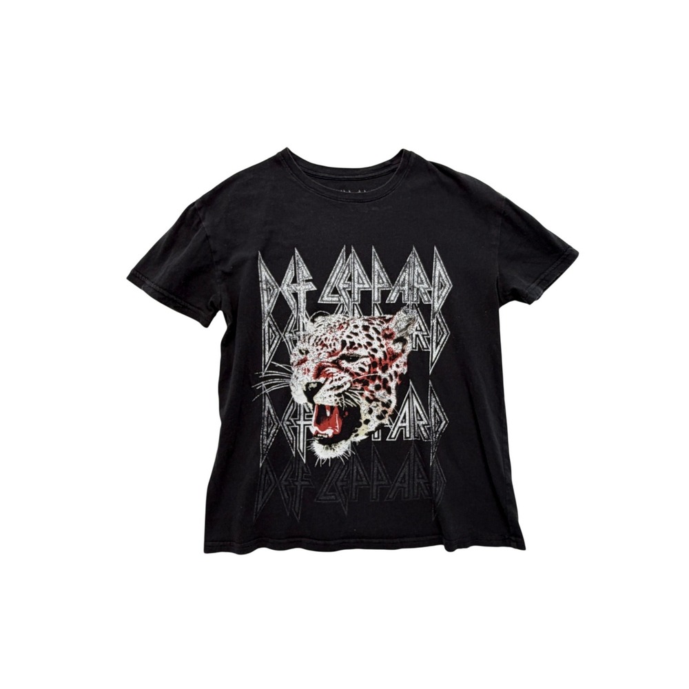 Def Leppard Graphic Band 100% Cotton T-Shirt Black Rock Leopard Tee M - Picture 2 of 7